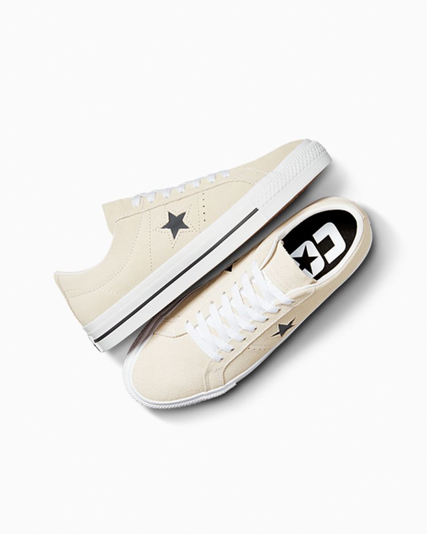 Dámské Skate Boty Converse CONS One Star Pro Semišové Béžový Bílé Černé | CZ TFYO45